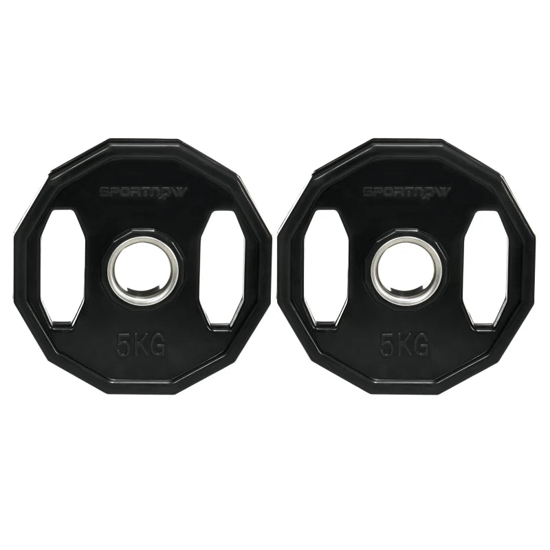 Weight Plates Set 15kg Two 5kg Two 2.5kg Bumper Plates with 2.5cm Standard Holes 27x27x4.5cm Black