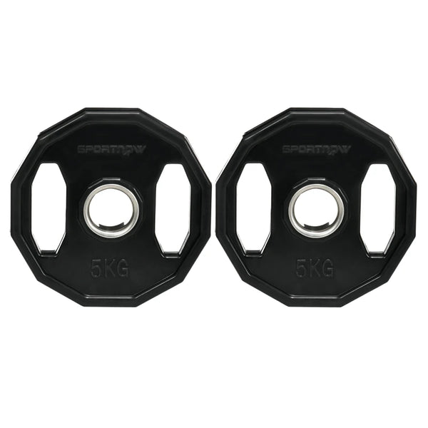 Weight Plates Set 15kg Two 5kg Two 2.5kg Bumper Plates with 2.5cm Standard Holes 27x27x4.5cm Black