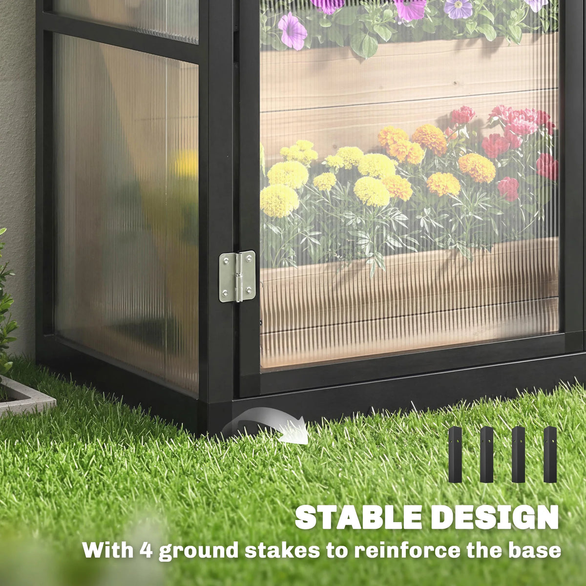 6 x 1.5ft Lean-To Polycarbonate Greenhouse with Aluminium Frame, Black