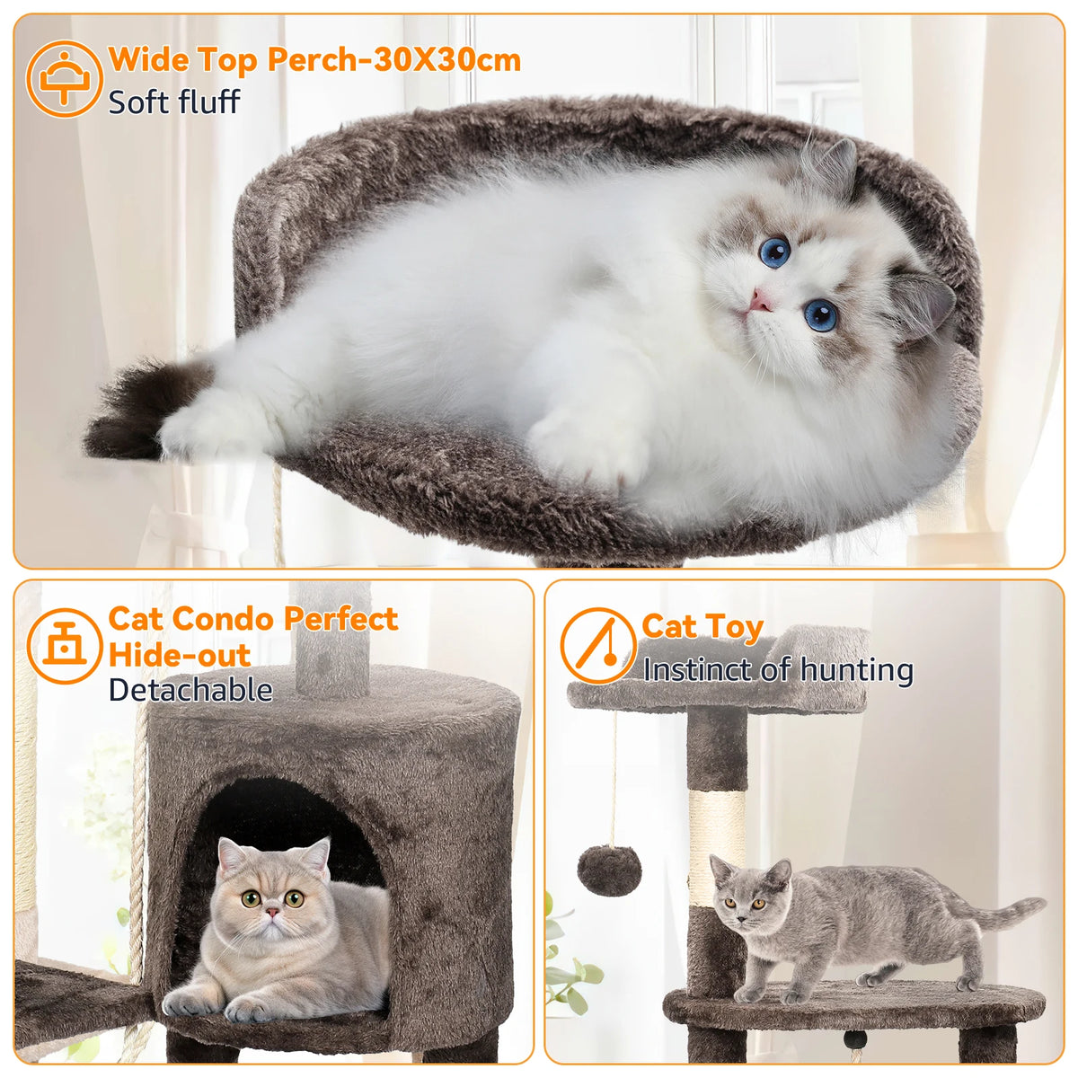 Passerscat Multi-Level Cat Tree 112cm Climbing Frame Scratching Posts Padded Perches Condo Indoor