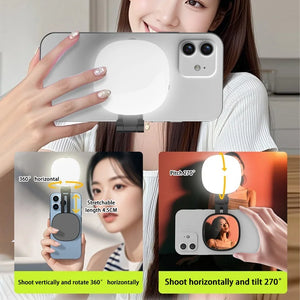 Mobile Phone Magnetic Selfie Fill Light Live Photo Mini Portable Makeup Mirror Foldable Pocket LED Light Mobile Phone Holder