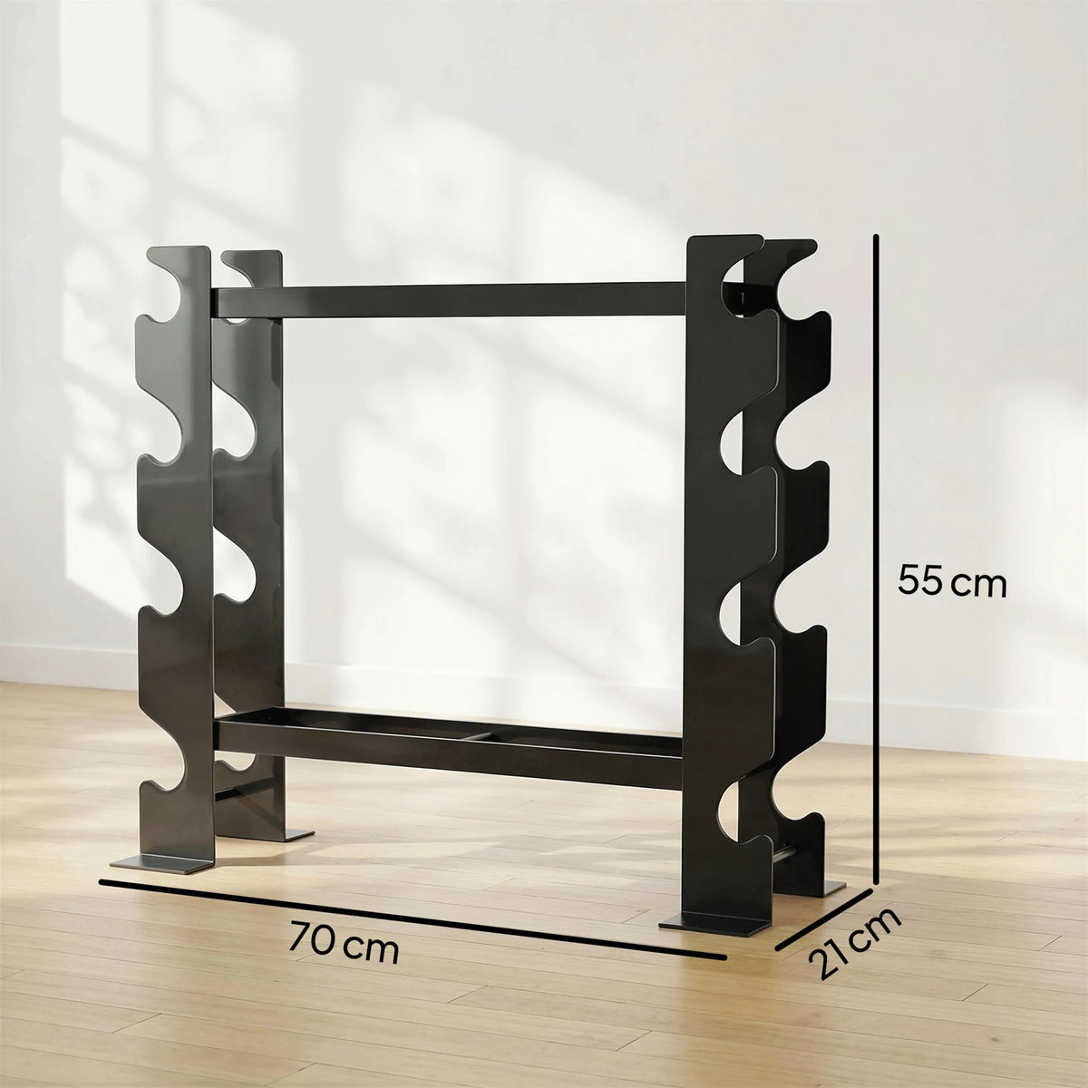 4-Tier Steel Dumbbell Rack, 200kg Capacity, Black