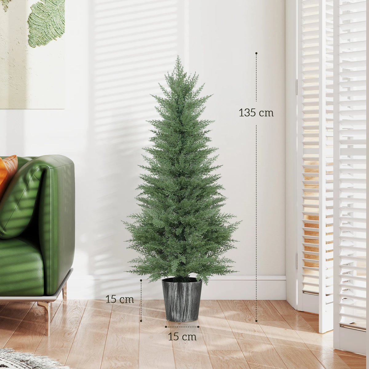 Set of 2 Artificial Cypress Trees with Pots, Indoor and Outdoor