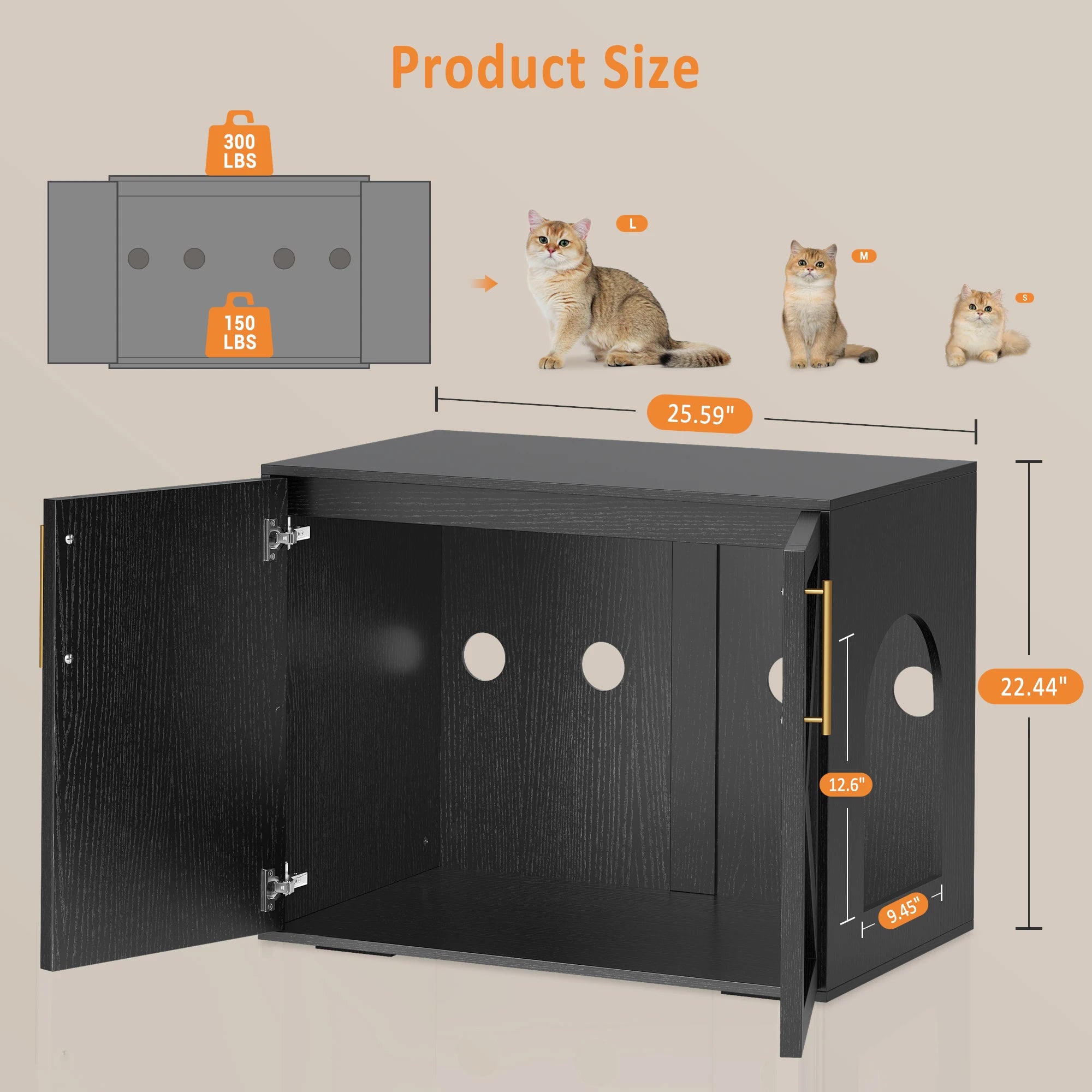 Hidden Cat Litter Box Enclosure, Barn Door Cabinet & End Table