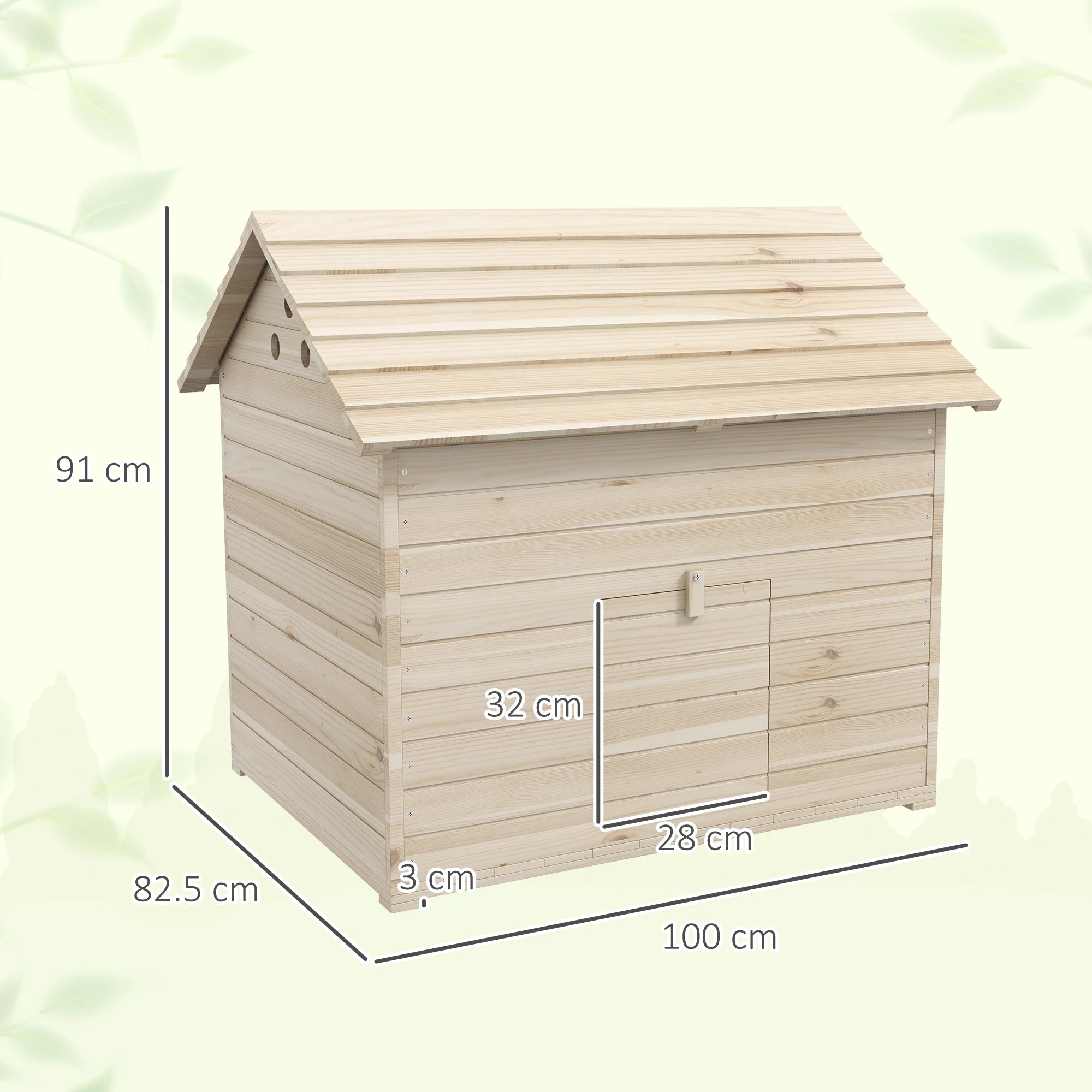 Wooden Duck House with Openable Roof Front Door Ramp Raised Base and Air Holes for Small Animals and Poultry