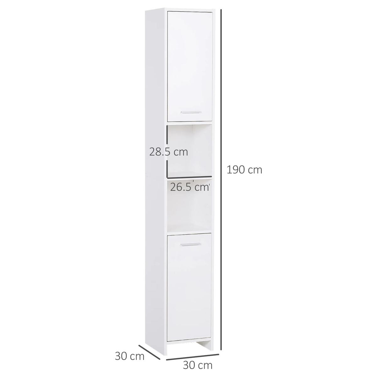 Storage Cabinet for Bathroom & Bedroom, Freestanding Cupboard with Door and Shelves, White