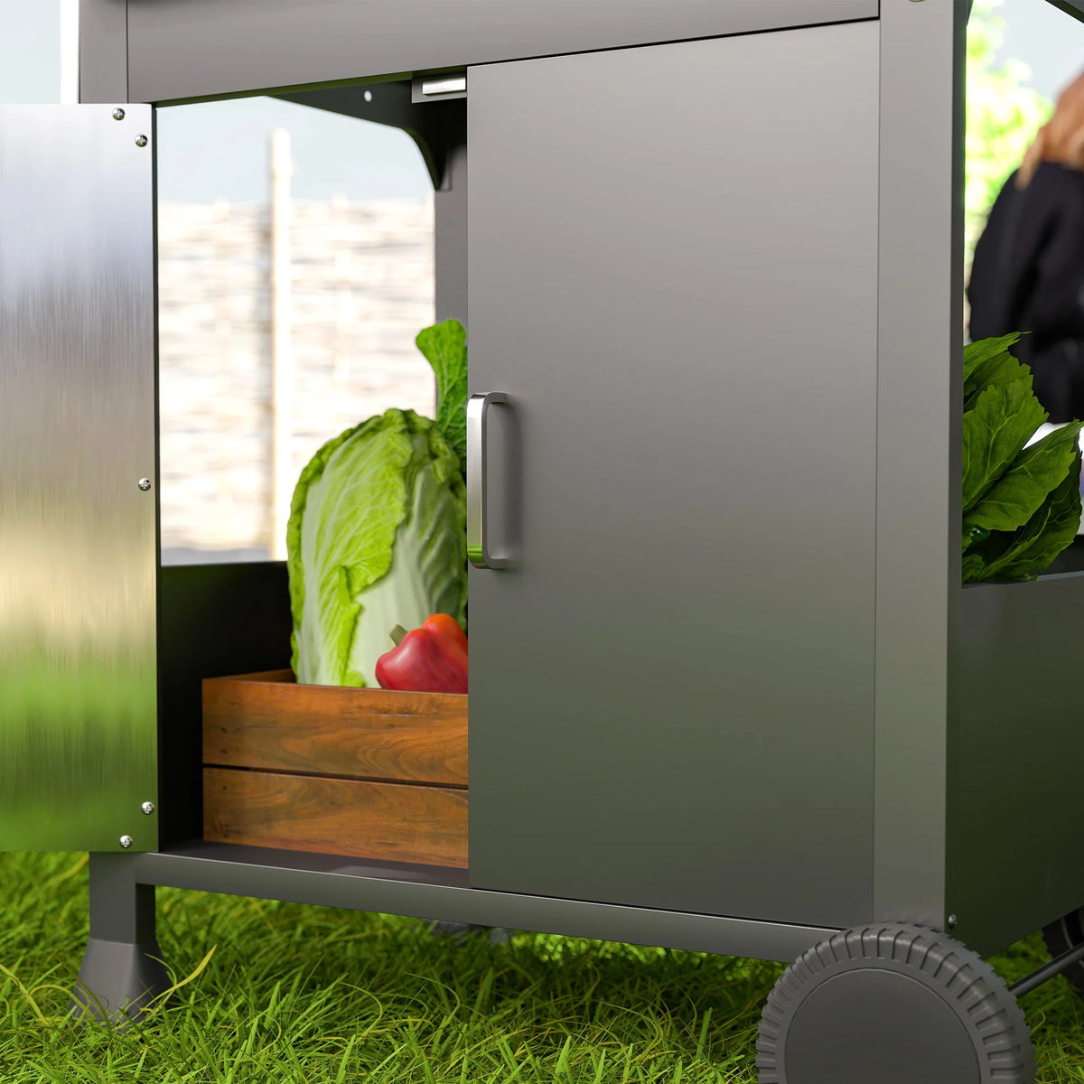 3 Burner Gas BBQ Trolley with See-Through Lid and Thermometer