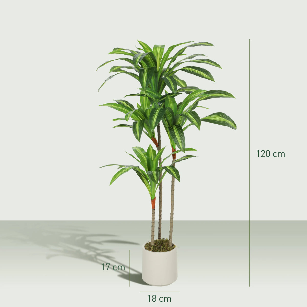 Artificial Dracaena Tree 120cm with 60 PEVA Leaves Bendable Wire Filled Trunks Potted Faux Plant