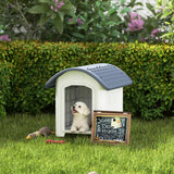 Plastic Outdoor Dog Kennel with Removable Floor Waterproof Slanted Roof and Ventilation for Small Dogs