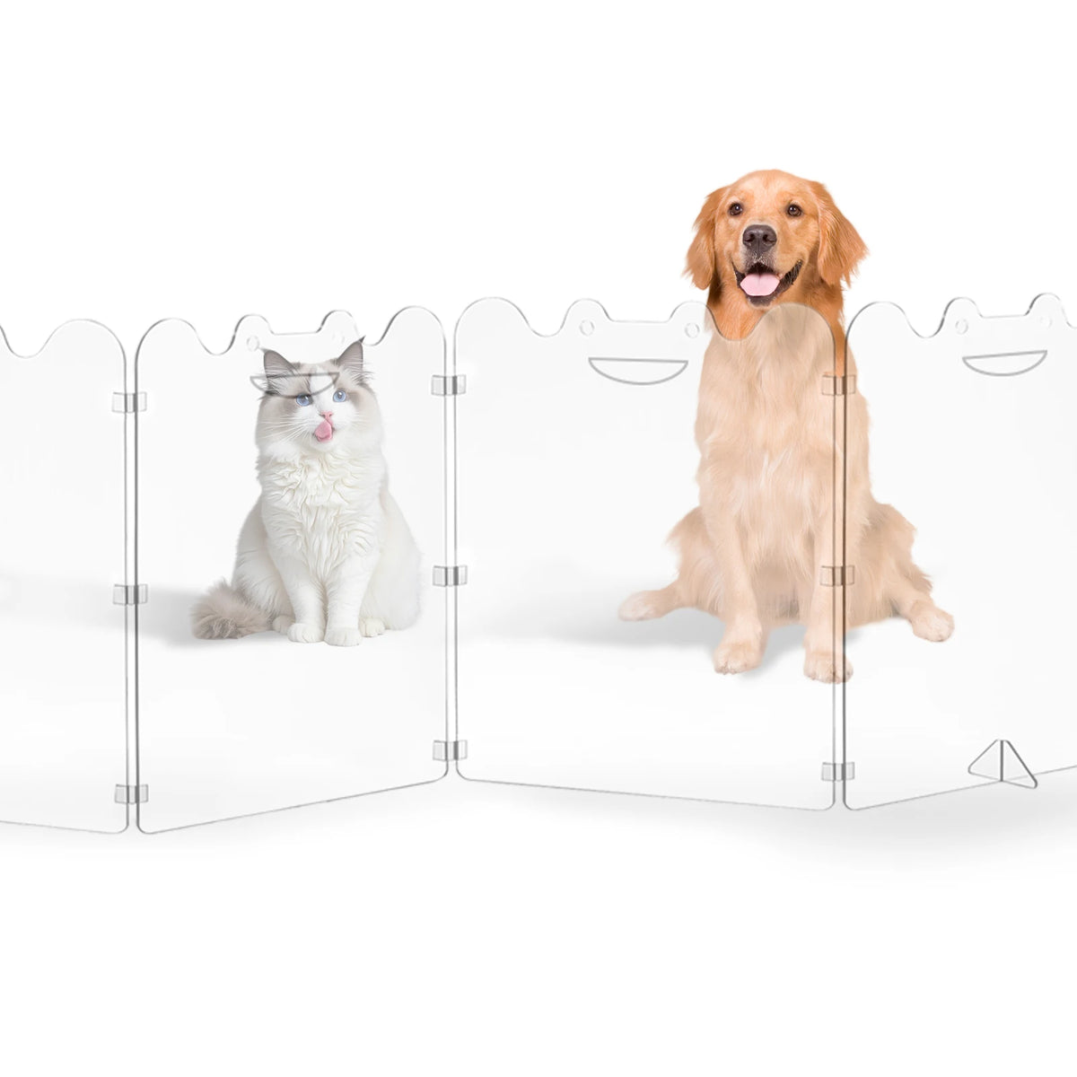 Transparent Acrylic Pet Gate 6 Panel Foldable Freestanding with Carry Handles Clear Indoor Barrier Playpen