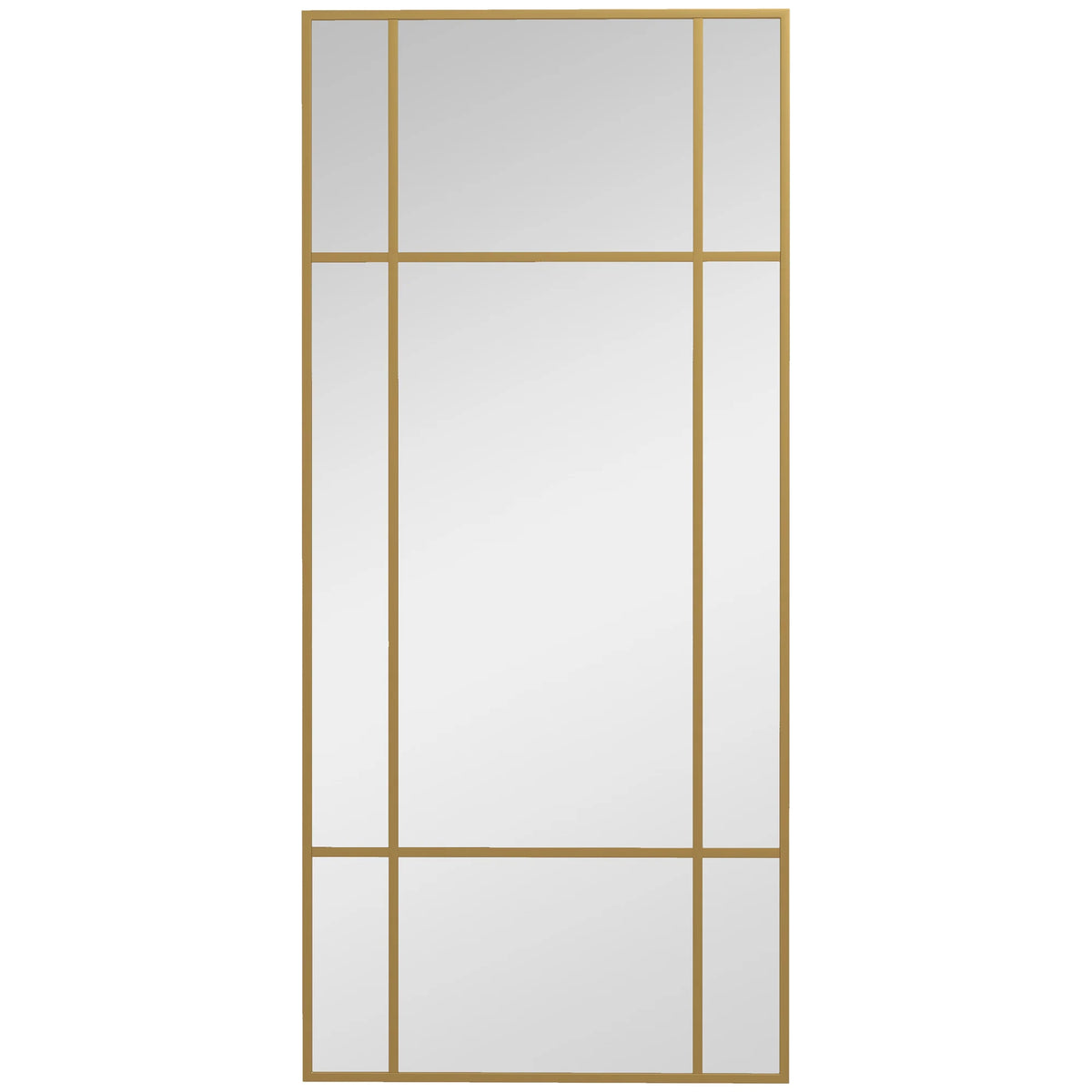 Window Style Vanity Mirror 110 x 50cm Hanging Wall Mirror, Gold Tone