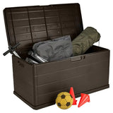350L Heavy Duty Weatherproof Outdoor Garden Storage Box with Lockable Lid, Handles and Wheels