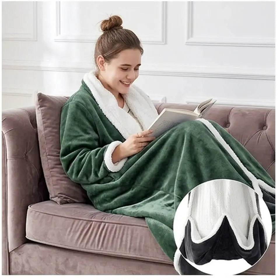 Heated Wearable Throw Blanket with Temperature Control