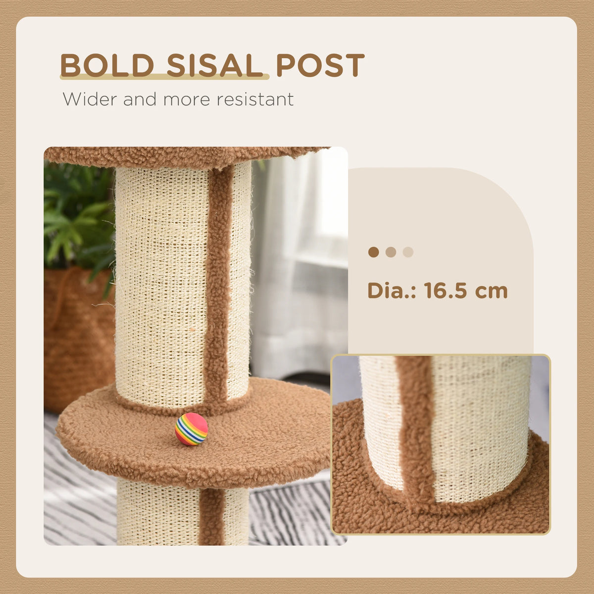 2 Tier Cat Tree w/ Top Basket Cushion Sisal Post