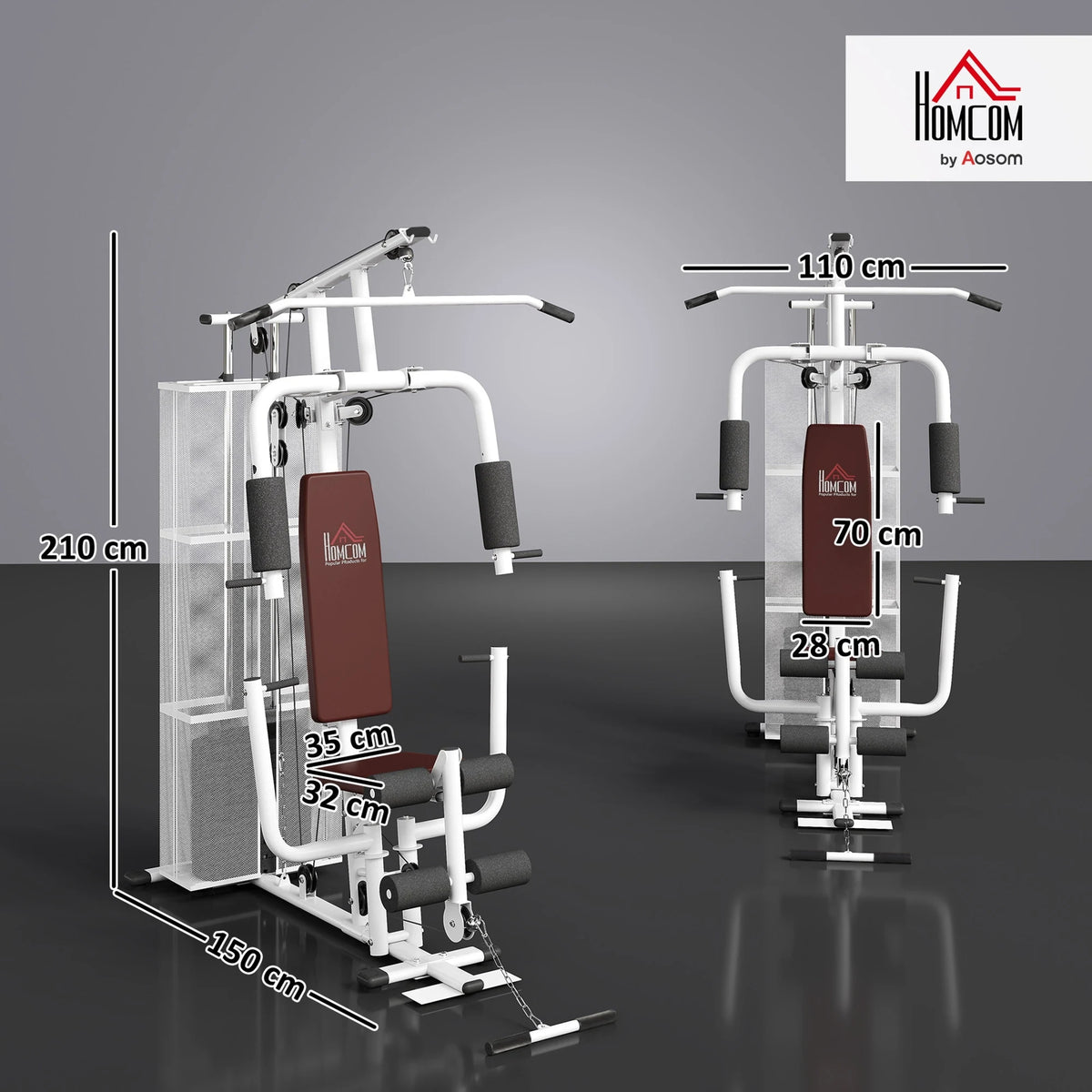 Multifunction Home Gym Weight Training Workout Station, White