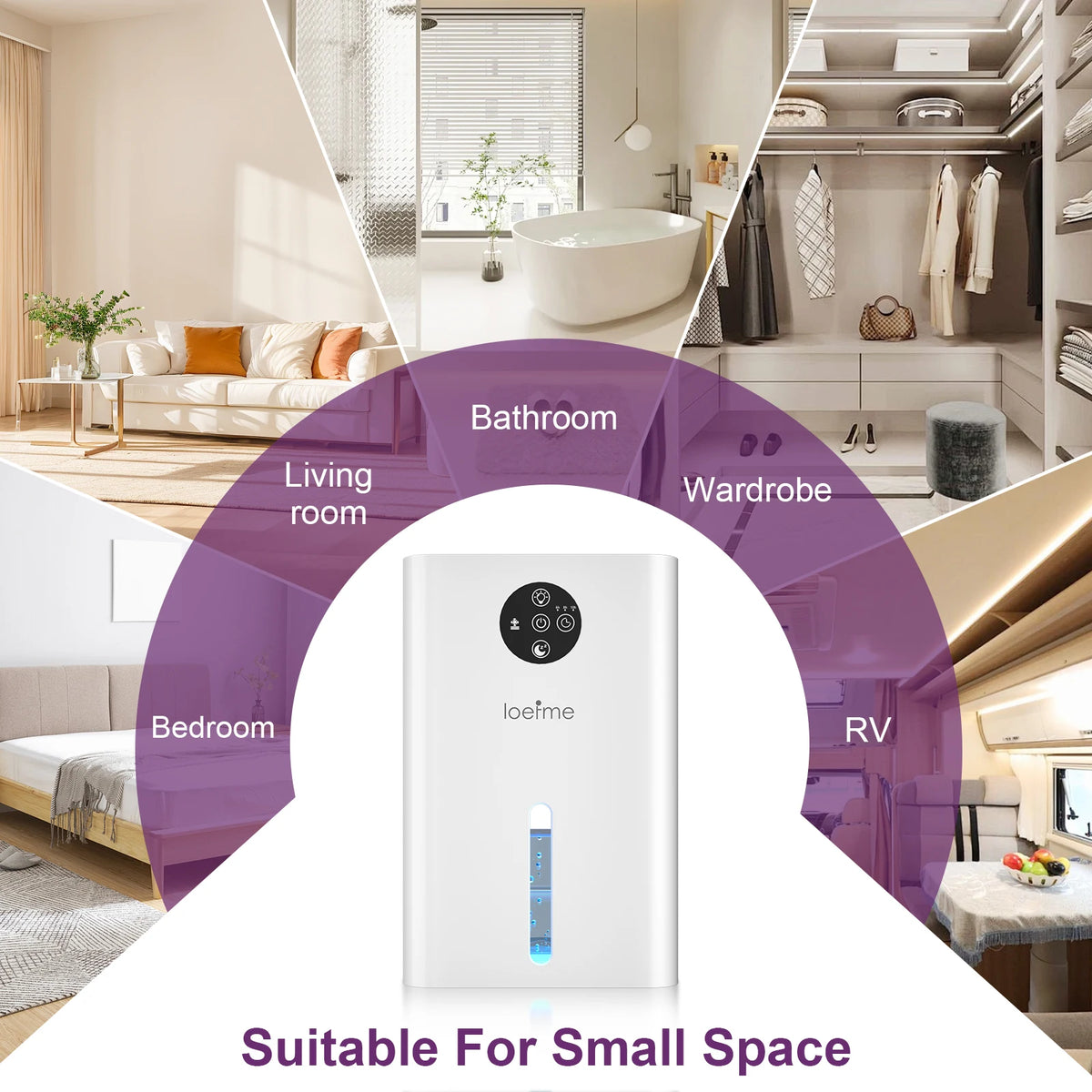 500ml per Day Mini Dehumidifier with Touch Display, 1.8L Tank