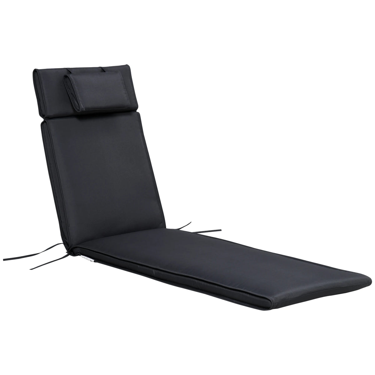Garden Sun Lounger Chair Cushion, Reclining Relaxer Cushion, Indoor/Outdoor, Black