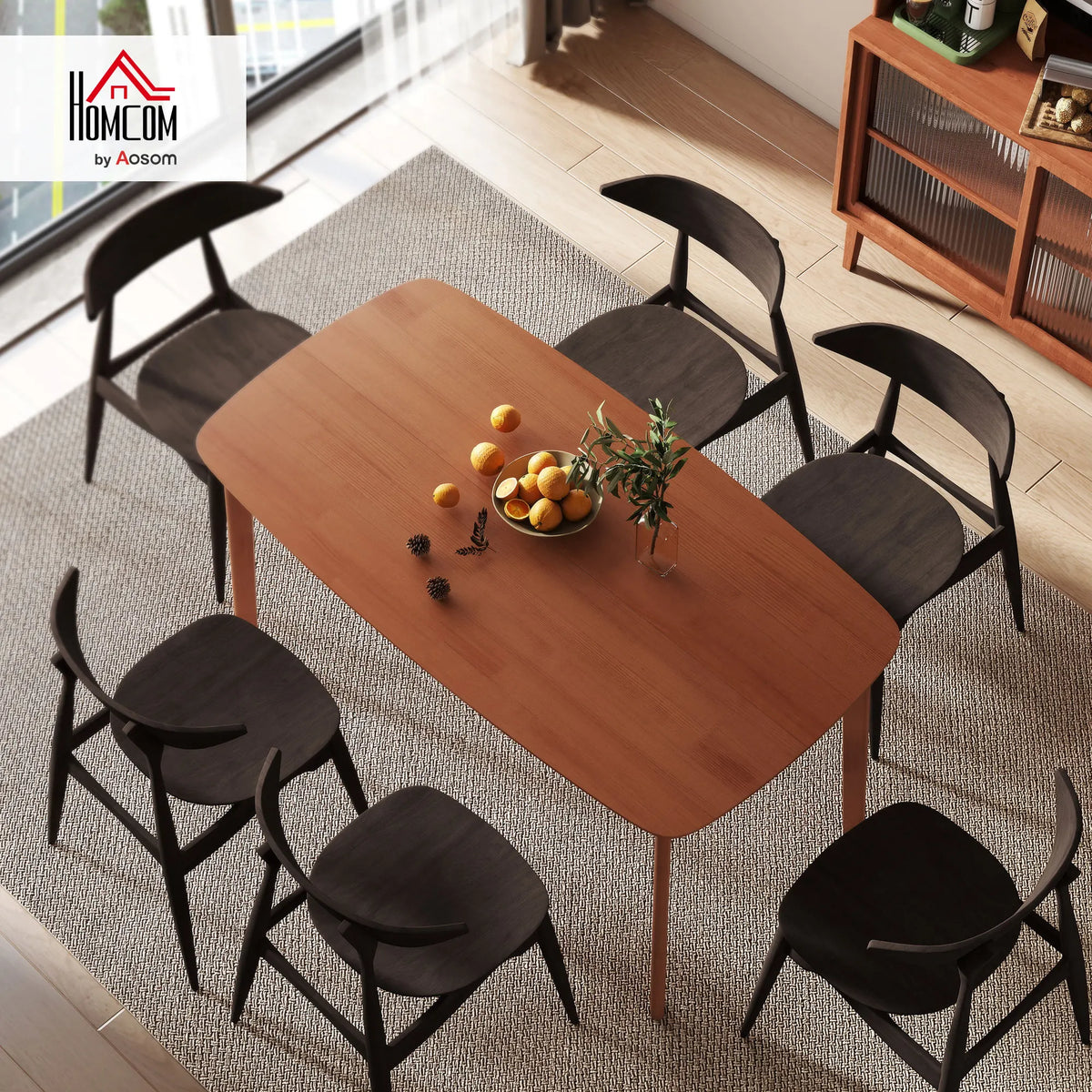 150cm Rectangular Dining Table with Solid Wood Frame, Light Brown