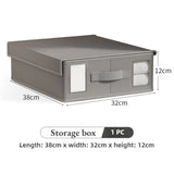 Non-Woven Fabric Storage Box Foldable Wardrobe Organiser for Bed Sheets Blankets Quilts Clothing Grey Beige