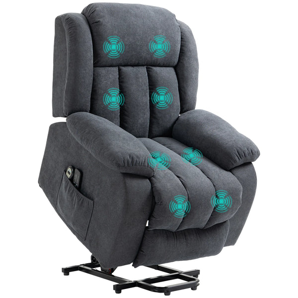 Electric Riser Recliner Chair with Remote 135 Degree Recline and Footrest Thickly Padded Metal Frame Dark Grey