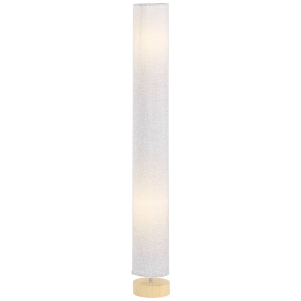 120cm Column Floor Lamp with Fabric Shade and Foot Switch, Grey