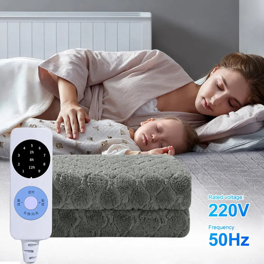 Plush Velvet Electric Blanket, Portable Heated Throw for Home and Office