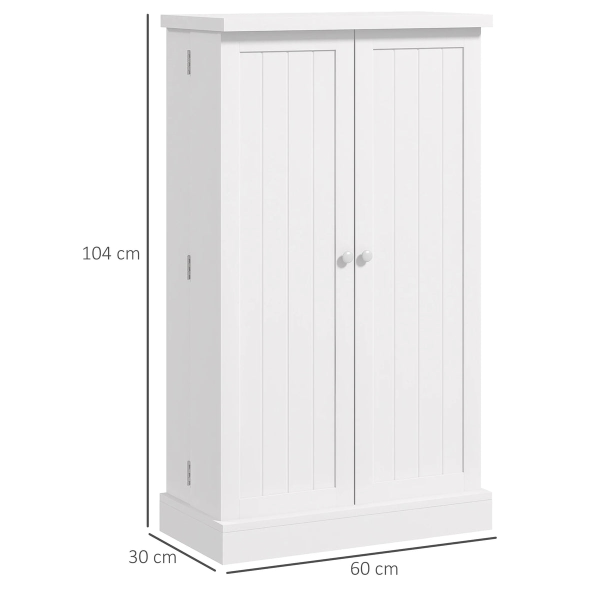 Kitchen Cupboard with Double Doors, 5-Tier Shelf, 12 Spice Racks, White