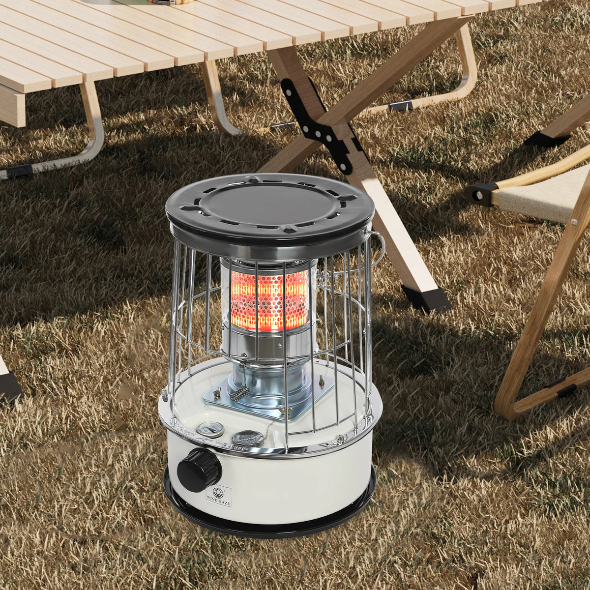 Portable Paraffin Heater with Glass Chimney, 6L Tank, 8,000–10,000 BTU