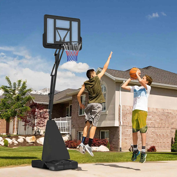 Basketball Hoop Outdoor, Height Adjustable, Rebound System, Weighted Base, Portable, Wheels, 2.45-3.05m, Black