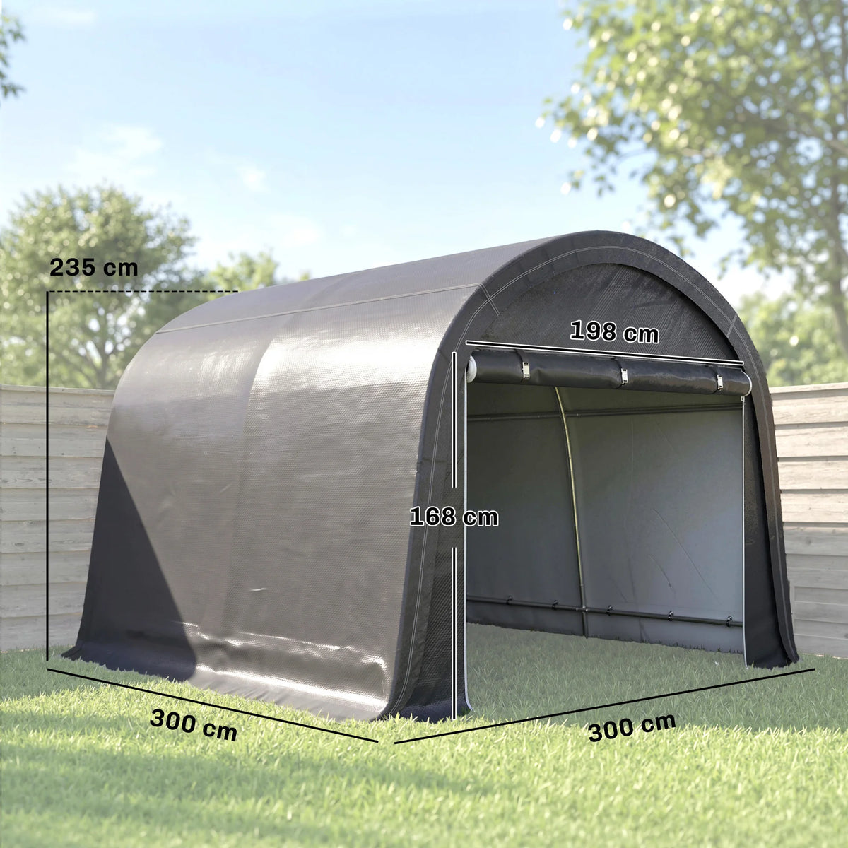 Garden Storage Tent with 2 Zipped Doors, 3 x 3m, Grey