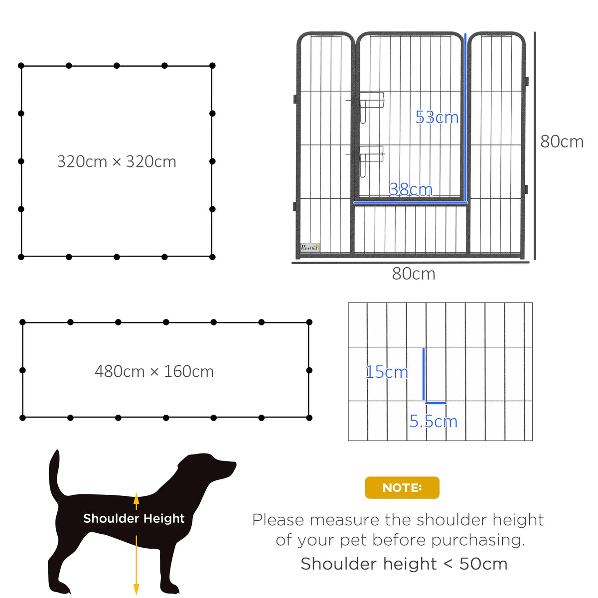 16-Panel Heavy Duty Puppy Play Pen for Small and Medium Dogs, 80cm High