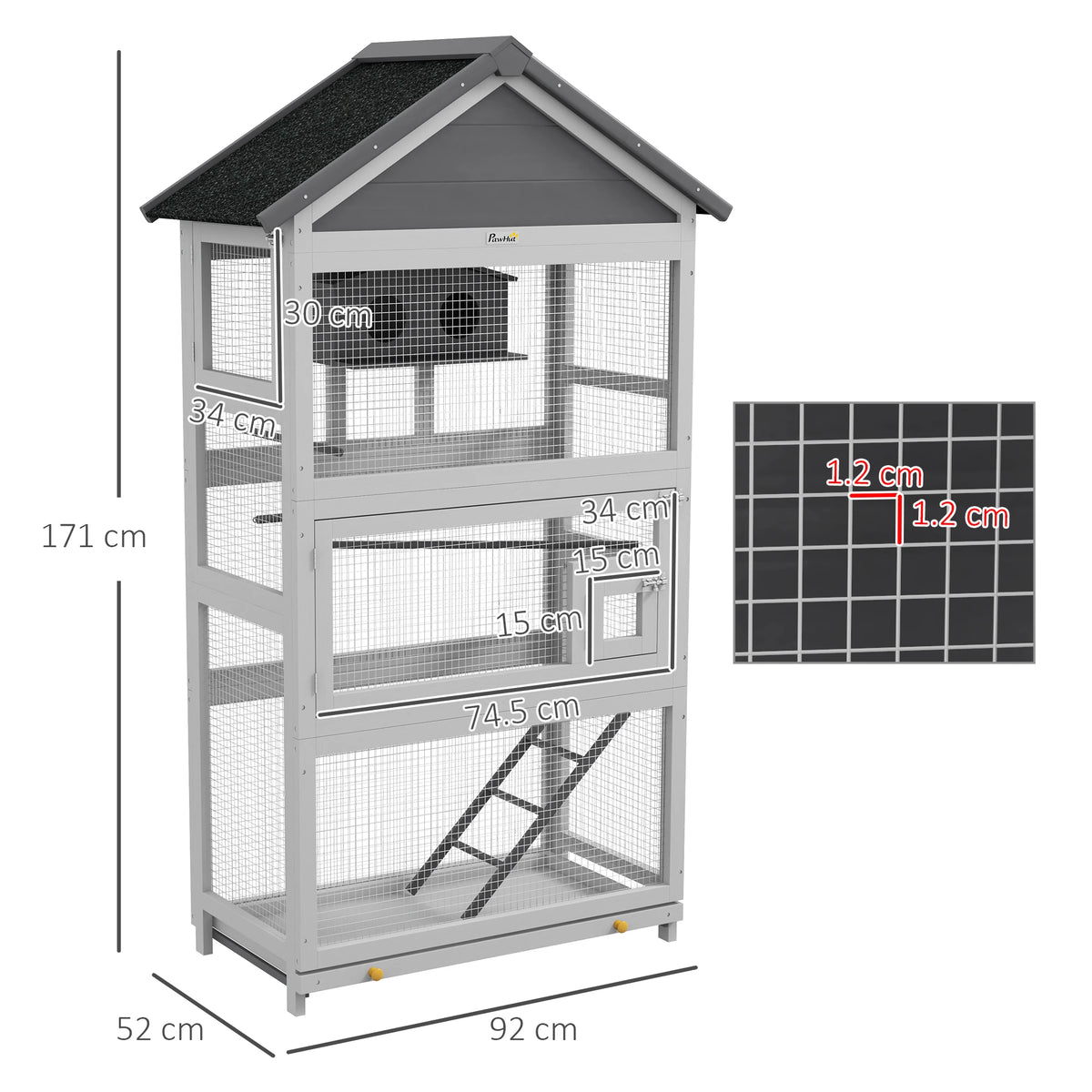 Bird Cage with Stand, Birdhouse and Ladder for Finches and Parakeets