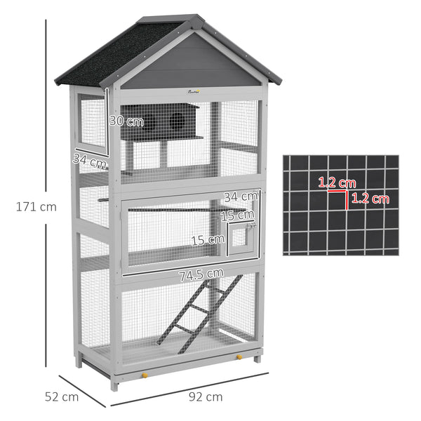Bird Cage with Stand, Birdhouse and Ladder for Finches and Parakeets