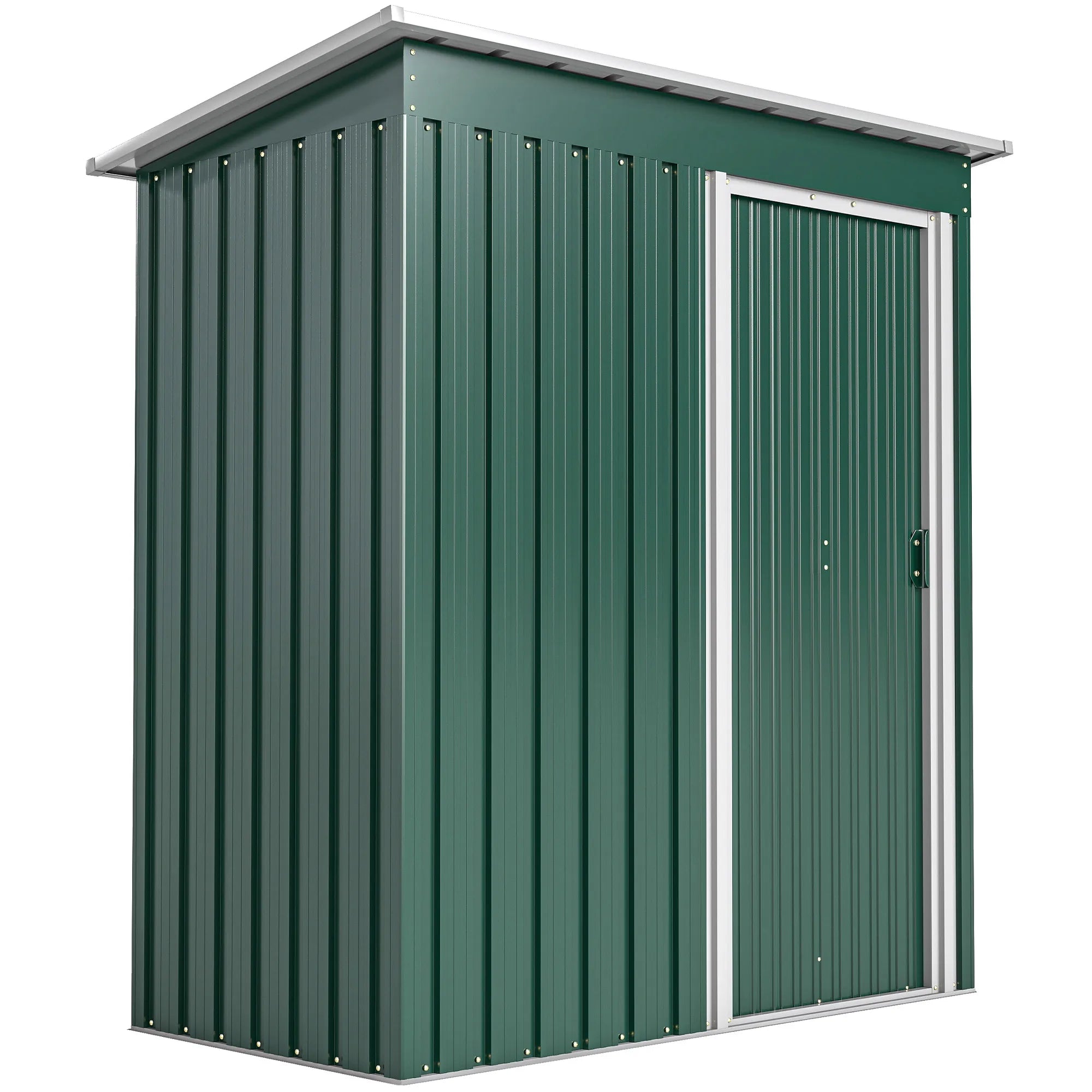 5 x 3ft Galvanised Steel Garden Storage Shed with Sliding Door and Sloped Roof