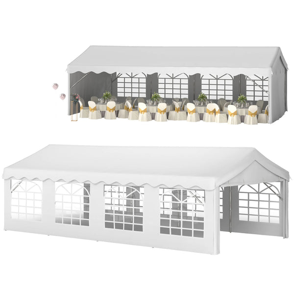 8m Gazebo Garden Marquee Canopy Party Carport Shelter Garage Tent White