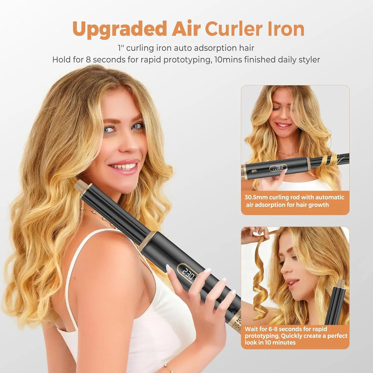 5 in 1 Hair Dryer Brush and Air Styler with Auto-Wrap Curlers, Straightening Brush and Oval Brush