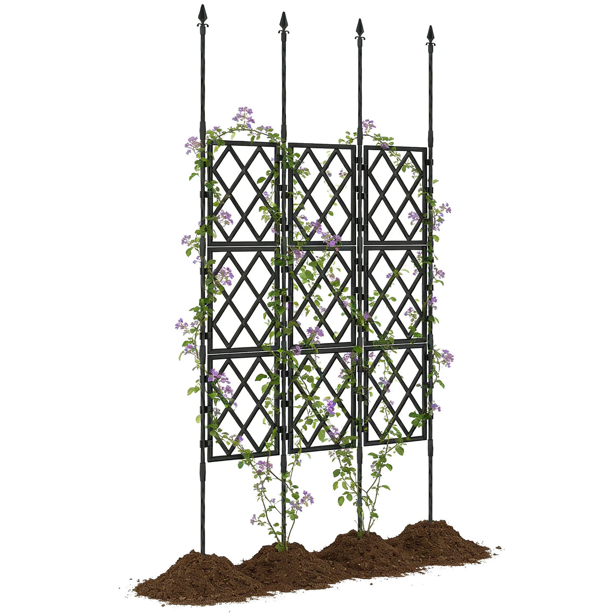 Foldable Garden Trellis for Climbing Plants, 85 x 197cm, Black