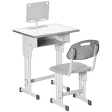 Kids Desk and Chair Set Height Adjustable Study Table with Drawer Book Stand and Pen Slot Ages 6-12