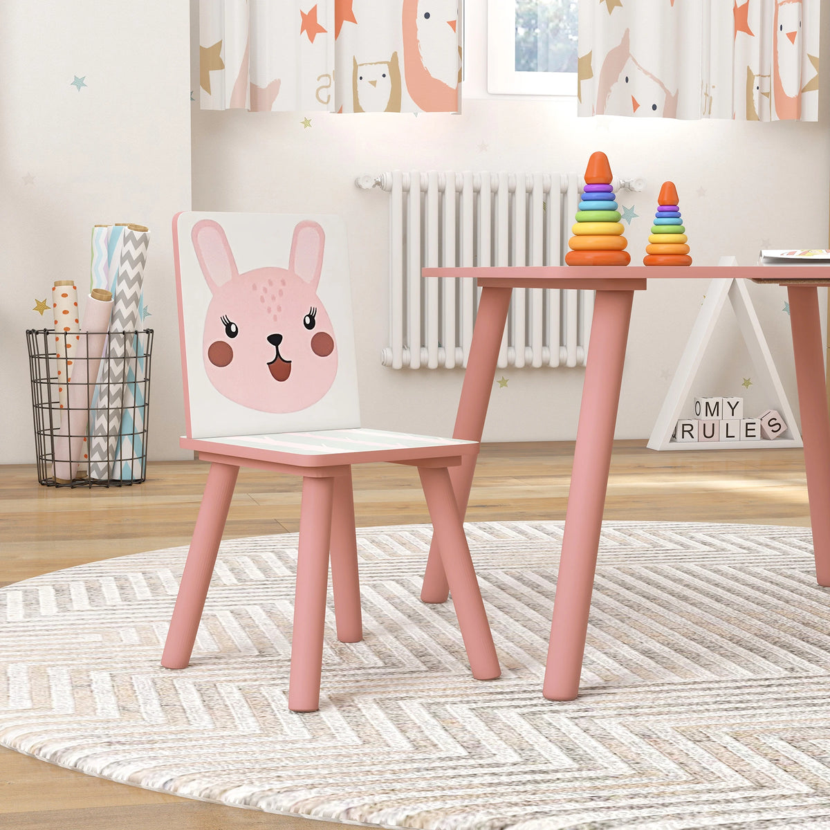 Kids Table and Chair Set Toddler Table with 2 Chairs 3 Pieces Pink