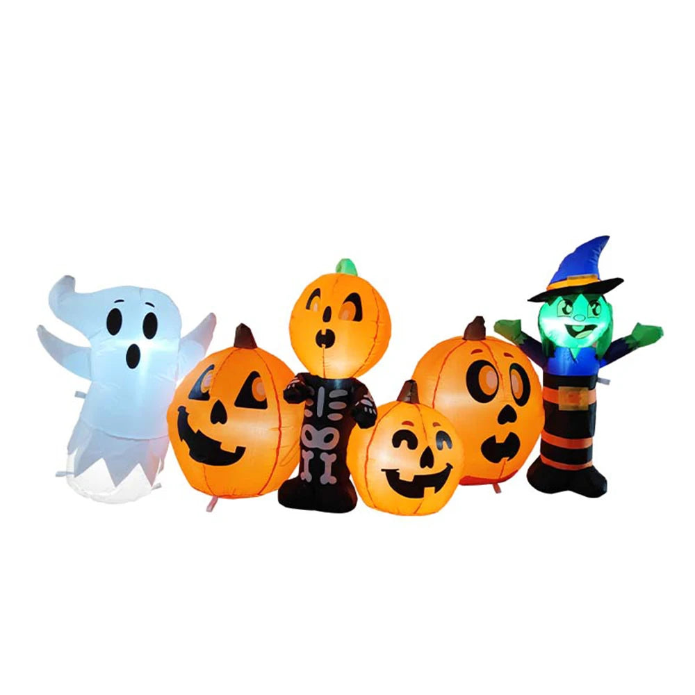 8ft Halloween Inflatable Pumpkin, Witch and Ghost Decoration with LED Lights