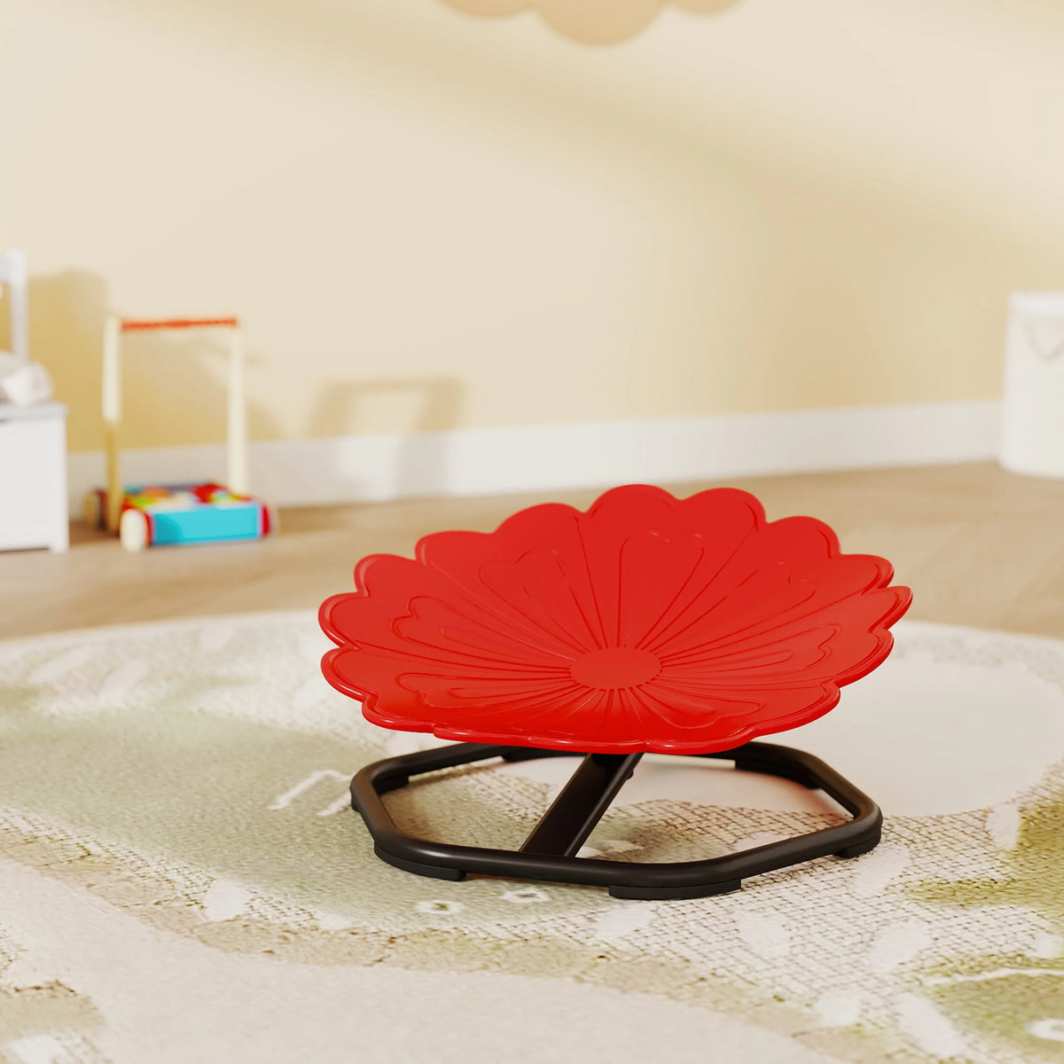 Sensory Spinning Chair for Kids 360 Degree Swivel Flower Shaped Seat with Anti Slip Strips Steel Base