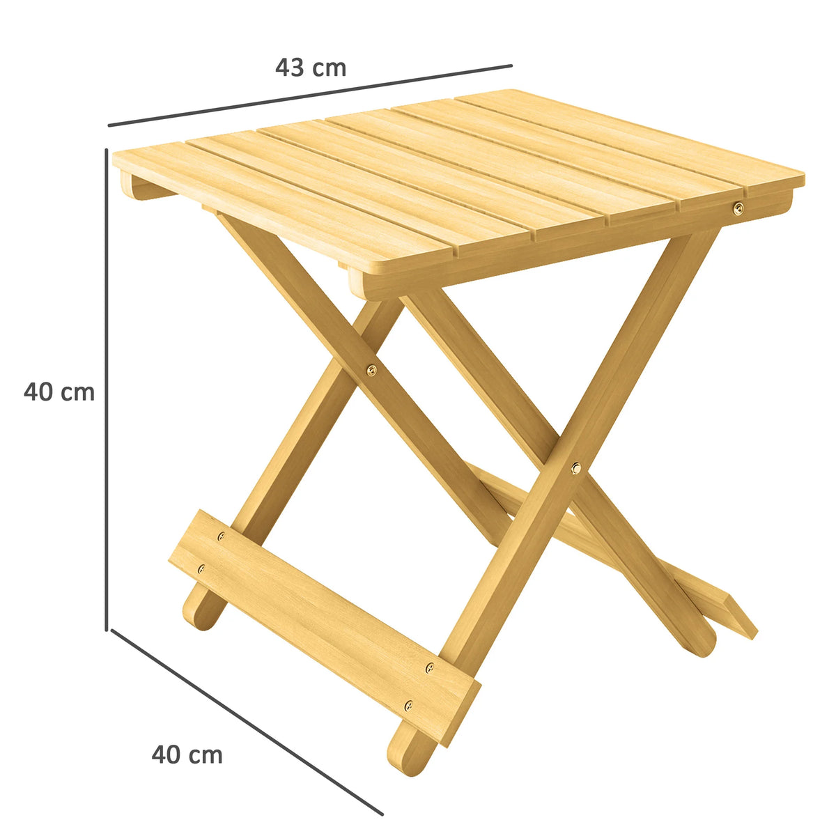 Fir Wood Folding Coffee Table, Lightweight Portable Garden Side Table with Slatted Top