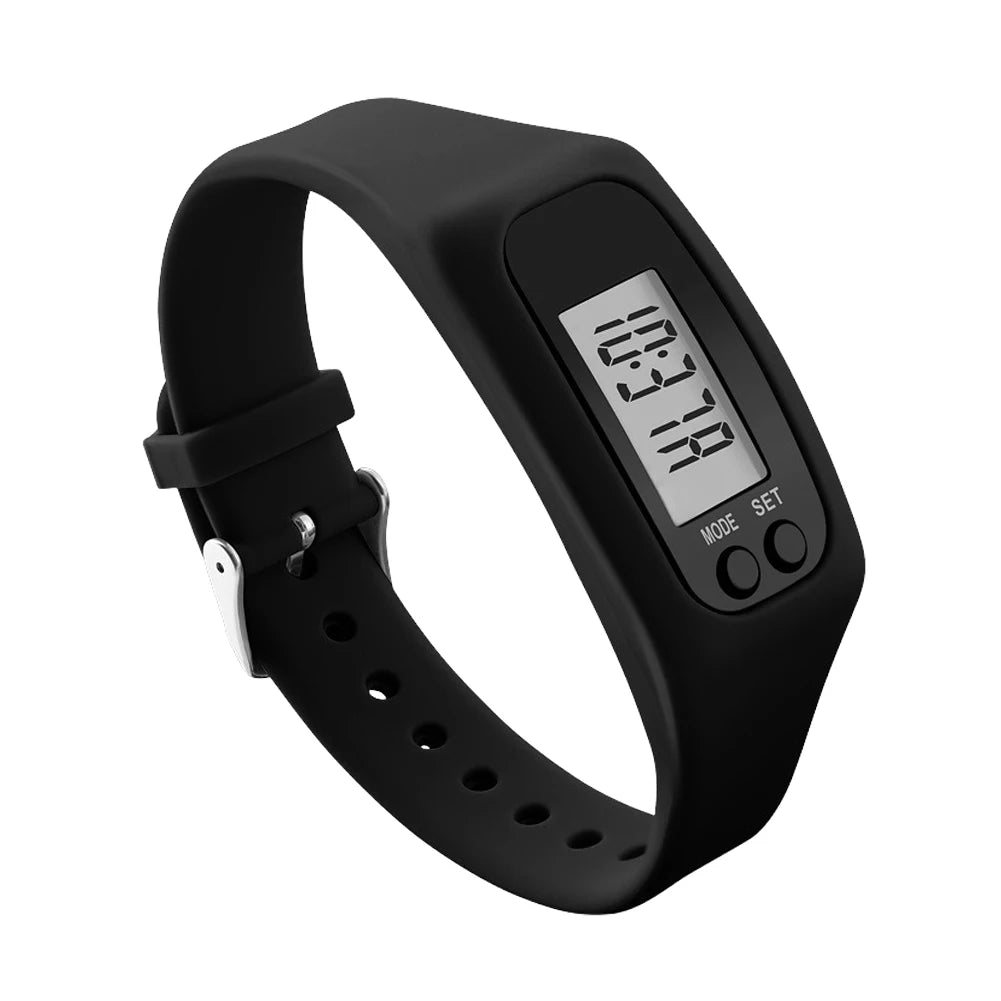LED Pedometer Bracelet Step Tracker Walking Running Fitness Watch with Time Display