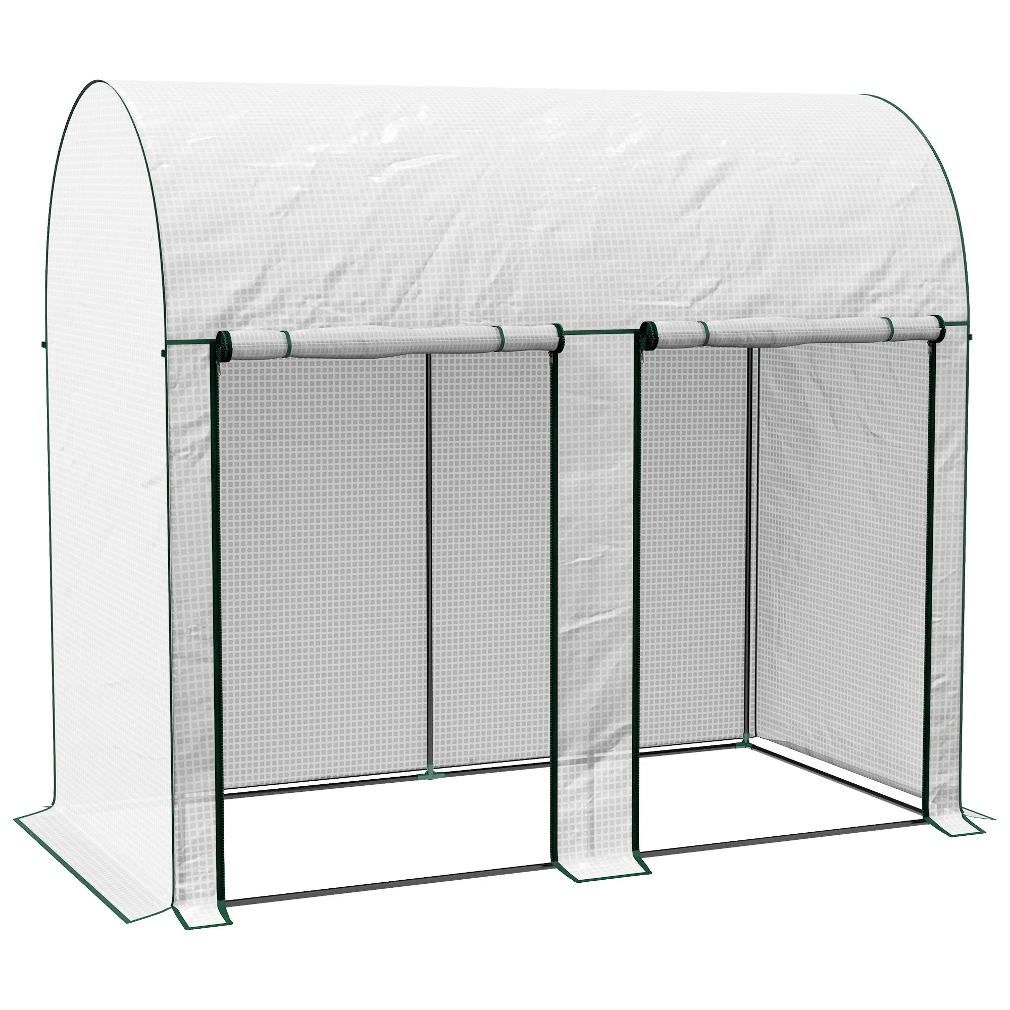 Walk-In Greenhouse with Zipped Roll-Up Doors Arched Top and Plastic Cover for Tomatoes and Climbing Plants