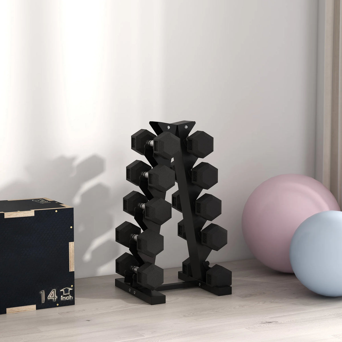 5-Tier Dumbbell Rack, Steel Weight Storage Stand for Home Gym