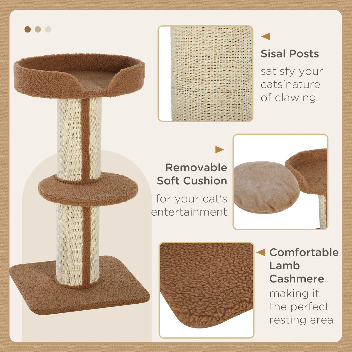 2 Tier Cat Tree w/ Top Basket Cushion Sisal Post