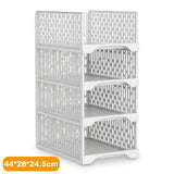 2 or 4 Pack Stackable Wardrobe Storage Basket PP Plastic Foldable Shelf Drawer Organiser for Clothes Toys Books