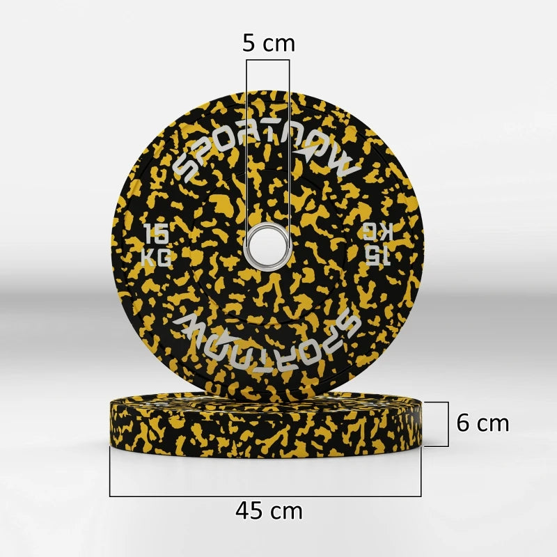 Olympic Weight Plates 2 x 15kg with 5cm Holes Rubber Coated Clearly Marked 45x45x6cm for Home and Gym
