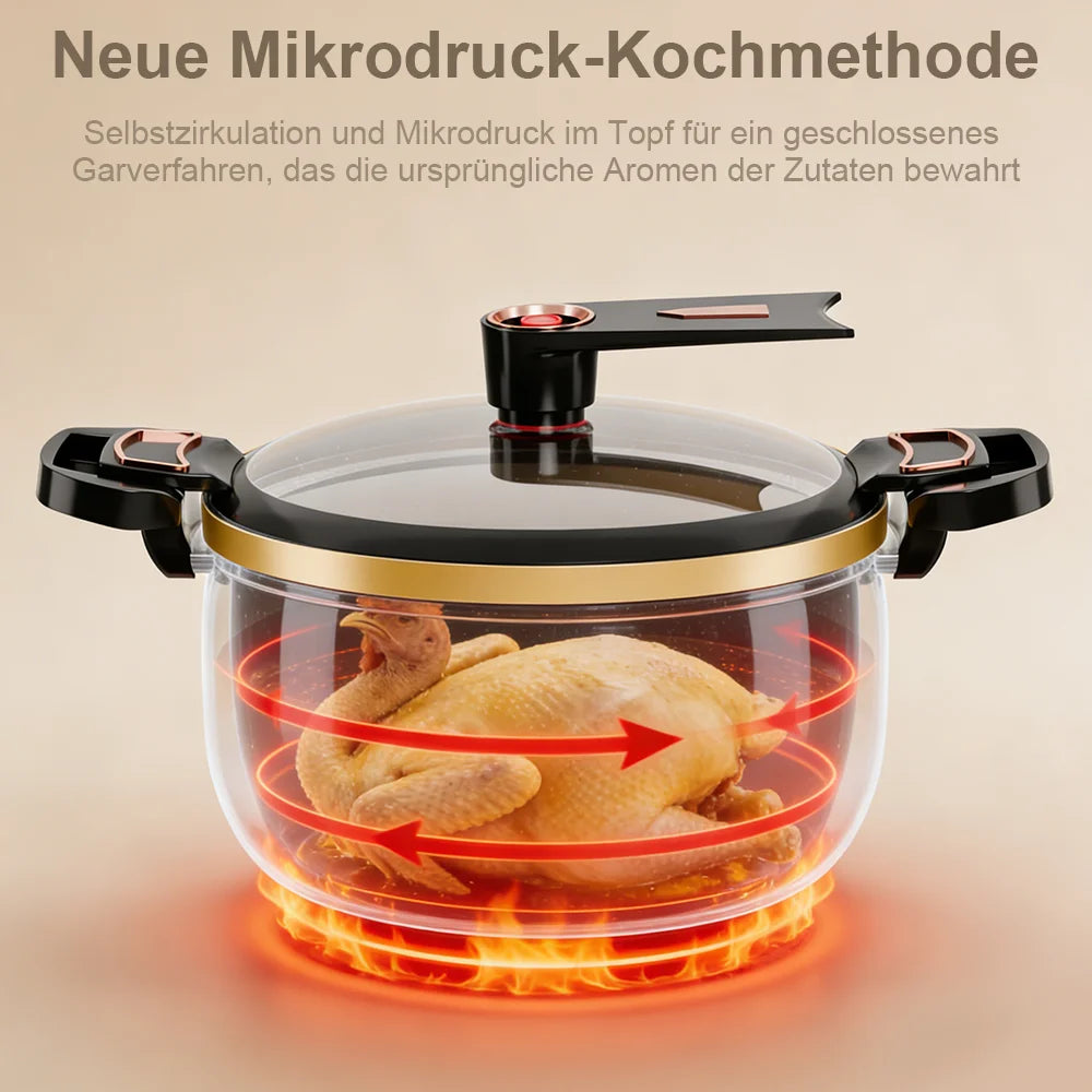 7L Enamelled Cast Iron Stew Pot with Glass Lid and Pressure Release Valve, 27cm