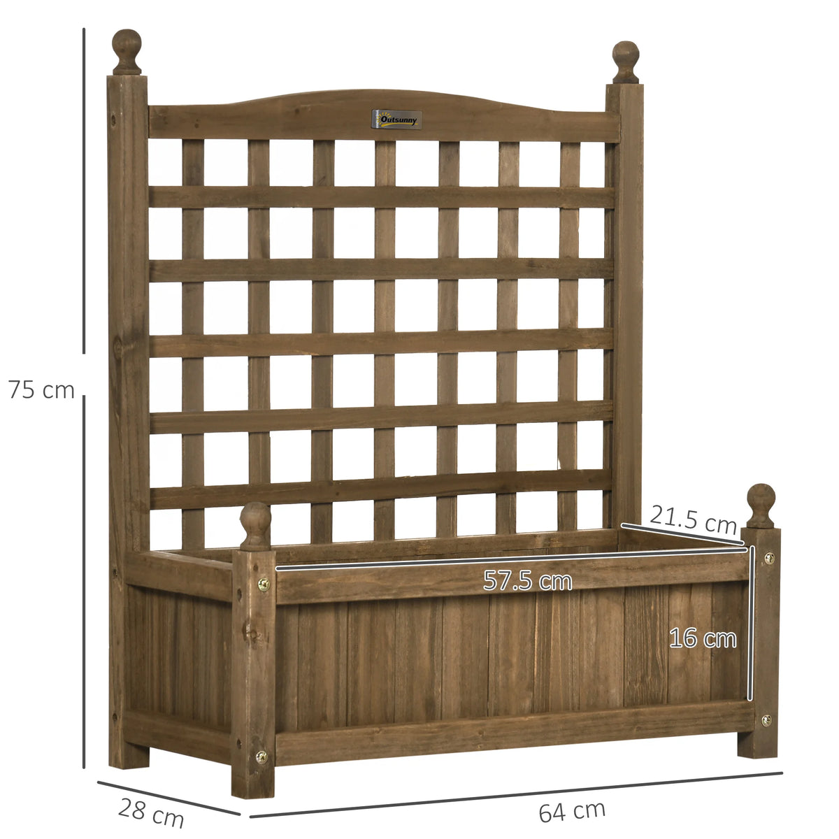 Garden Planter with Trellis for Climbing Vines, Indoor/Outdoor, Brown